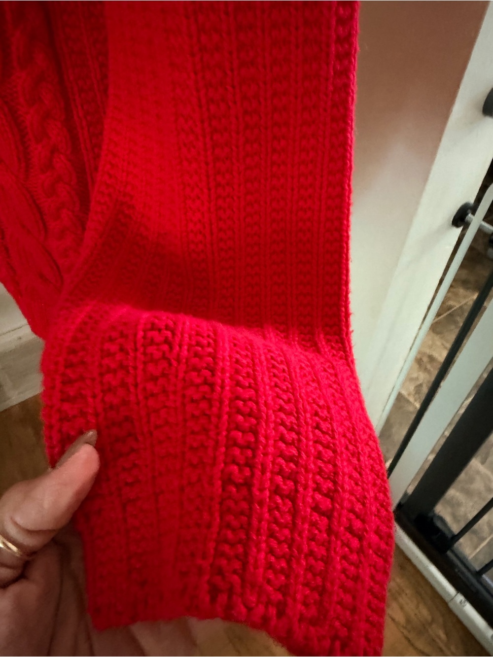 Christopher & Banks XL Red Cable Knit Full Zip Cotton Cardigan Sweater Fisherman - Picture 5 of 9